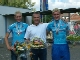 Trainer Gerald Mortag mit den beiden Junioren-Vizeweltmeistern Marcel Barth und Sascha Damrow