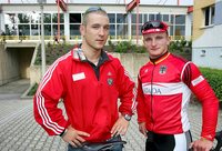 René Enders (rechts) und Robert Förstemann begannen in Gera mit dem Bahn-Sprint, fahren bei den Deutschen Meisterschaften in Erfurt aber in konkurrierenden Teams. (Foto: OTZ/Peter Aswendt)