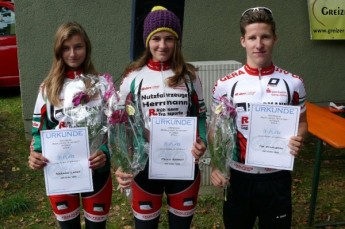 Maraike Lange, Paula Kerndt und Tim Stahlberg siegen beim Kriterium "Rund um die Neustadt" in Greiz.