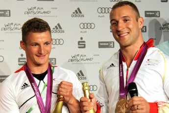 Die Olympia-Medaillengewinner von London im Teamsprint René Enders und Robert Förstemann.  (Foto: Archivbild)