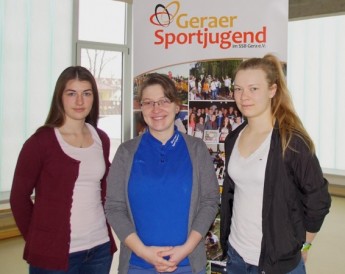 Die gewählte Jugendleitung der Geraer Sportjugend: Paula Kerndt (Beisitzerin), Petra Franke (Vorsitzende), Romy Stief (stellv. Vorsitzende).