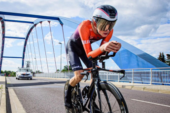 Jannis Peter bei den Deutschen Meisterschaften im Zeitfahren in Aktion. (Foto: Arne Mill)